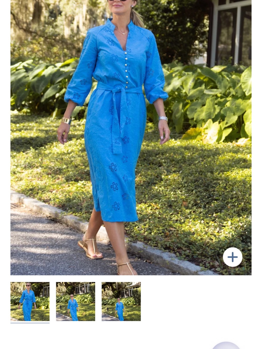 Sail to Sable Molly Sky Blue Embroidered Tie-Waist Midi Dress